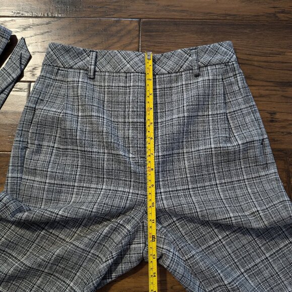 RW&CO grey plaid dress pants tie belt size 0 - Picture 9 of 11